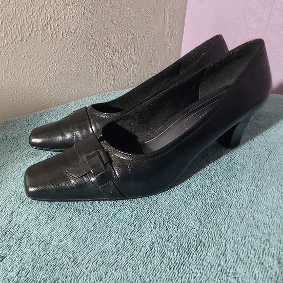 Life Stride Laura 817L07 Black Leather Pumps Heels Square Toe Shoes Women's 9M - Picture 8 of 8